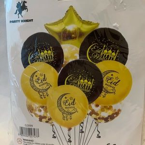 Eid Mubarak Star Shape Foil Balloon & Latex Balloons. Ideal To Decor And Gift.